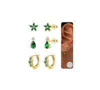 JeweBella Boucles d'Oreilles Femme Hypoallergéniques Or/Argent 14 Carats - Clous Creoles, Fleur, Papillons, Cartilage, Piercing