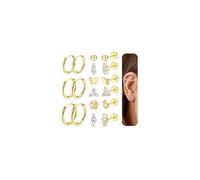 JeweBella Boucles d'Oreilles Femmes Acier Inoxydable Petites Boucles d'oreilles Argent Créoles Or Piercing Oreille Helix Cartilage Clous d'oreilles Hypoallergéniques Boucles d'oreilles Femme Or