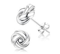 JeweBella Boucles d'oreilles Or pour Femme Fille Plaquée Or 14 Carats en Argent Sterling 925 Poteau Boucles d'oreilles Nœud d'Amour Or/Argent