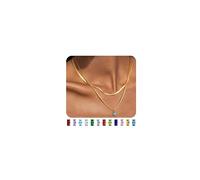JeweBella Collier Femme Acier Inoxydable Plaqué Or 14K - Pierre de Naissance, Ras du Cou, Chaîne Serpent Réglable Empilable - Bijoux Cadeau