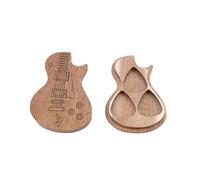 JEWEDECO 1 Boîte À Médiators en Bois Massif De Forme Créative Organisateur De Médiators Marron Clair pour Guitares