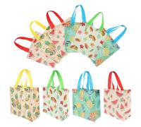 JEWEDECO 12pièces Cabas Réutilisables à Imprimés Fruits Tissu Non Tissé Imperméable Poignées Modèle Pastèque Ananas Citron Papaye Exemplaires par Modèle Sacs Cadeaux Sacs Réutilisables