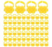 JEWEDECO 250pcs Coupelles de Colle pour Extensions de Cils en Plastique Jaune Hexagonal 7 Emplacements Design Nid D'abeille pour Professionnels Lors de Séances D'extensions