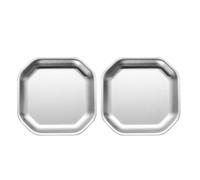 JEWEDECO 2pcs Assiettes à Collations en Acier Inoxydable Argentées, Style Coréen, Réutilisables et Pratiques pour Thé de L'après-midi