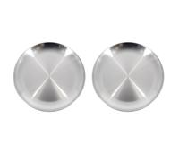 JEWEDECO 2pcs Assiettes à Pizza en Acier Inoxydable Argenté, Surface Lisse et Texture Fine, Disque Rond Polyvalent pour Stockage et Service Élégant