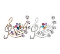 JEWEDECO 2pcs Épingles en Alliage Forme Note de Musique Étincelantes et Mode, Anti-perte et Résistantes, Accessoires pour Anniversaires ou Demoiselles D'honneur