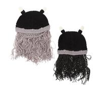 JEWEDECO 2pièces Bonnet Viking à Barbe Chapeau Décoratif De Viking Avec Barbe Accessoire De Fête Unique Pour Cosplay Et Événements Spéciaux
