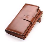 JEWEDECO À Main Cuir Rétro avec Fermeture à Glissière Et Bouton-Pression Pochette Portable Marron pour