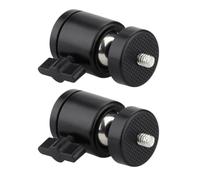 JEWEDECO Adaptateur pour Trépied Rotule Métallique Professionnelle Verrouillage Rapide, Tête Pivotante 360° Compatible Flash Anneau et Microphone, Pack de 2 Pièces Noir