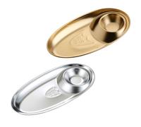 JEWEDECO Assiette de Collation Ovale avec Grille D'assaisonnement 2pcs en Acier Inoxydable Surface Lisse et Facile à Nettoyer, pour Salle à Manger et Usage Personnel