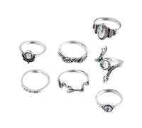 JEWEDECO Bagues Vintage Serpent Bagues Décoratives Fines Ensemble de 7 en Alliage Bijoux Rétro Empilables pour Usage Quotidien et Soirée pour Femmes