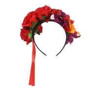 JEWEDECO Bandeau à Cheveux Accessoire Élégant Couronne de Fleurs en Polyester Rouge Style Orchidée, pour Festival et Fête Halloween pour Adultes et Garçons et Filles