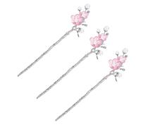 JEWEDECO Bâtonnets à Cheveux en Perles 3pcs Style Rétro Chinois en Alliage de Zinc, Élégants et Classiques, Adaptés pour Cérémonie et Ne Tirant Pas les Cheveux