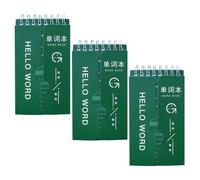 JEWEDECO Bloc-notes Vocabulaire Anglais 3 Pièces Vert en Papier Léger Barrière pour Étudiants, Carnet Créatif pour Écriture et Voyage DIY