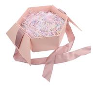 JEWEDECO Boîte Présent Hexagonale en Papier Rose Design Unique et Finition Soignée pour Mariage et Célébrations, Coffret Présent Élégant pour Amis et Famille