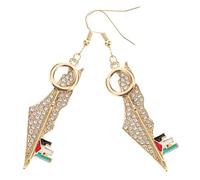 JEWEDECO Boucles d'Oreilles Pendantes en Acier Inoxydable Motif Carte d'Israël et Drapeau de Palestine Accessoire Mode et Confortable Bijoux pour Femmes pour Sorties et Événements