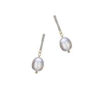 JEWEDECO Boucles Oreilles Pendantes Goutte d'Eau Douce Naturelle Ovales Longues Bijoux Femme Élégants pour Mariage et Soirée