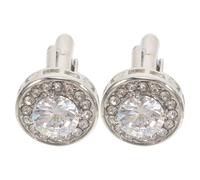 JEWEDECO Boutons de Manchette Design Rond Simple et Moderne en Zircon Argentés Faciles à Utiliser pour Hommes et Femmes pour Mariage et Affaires