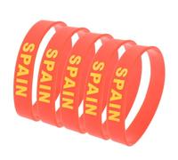 JEWEDECO Bracelets à Drapeau en Silicone 5 Pièces Rouge pour Matchs | Lot de Cinq, Style Pays, Usage Club et Stade, Confort au Poignet, Soutien Symbolique