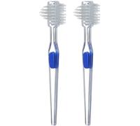 JEWEDECO Brosse à Dents Double Face pour Dentier 2 Pièces en Pp et Nylon, Nettoyant pour Prothèse Dentaire, Assure Fraîcheur et Longévité