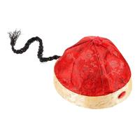 JEWEDECO Chapeau Traditionnel Chinois Empereur avec Queue de Cheval Tressée en Tissu de Soie, Circonférence 60 Cm, Design Classique Élégant pour Fêtes et Performances