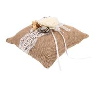 JEWEDECO Coussin Porte-alliances Vintage en Lin avec Fleur en Dentelle, Forme Unique, Confortable et Soigneusement Conçu pour Cérémonie de Fiançailles