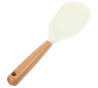 JEWEDECO Cuillère à Riz en Silicone Blanche Antiadhésive Réutilisable Manche en Bois, Spatule Multifonction pour Hôtel et Restaurant