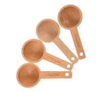 JEWEDECO Cuillères Doseuses 4 Pièces en Bois de Hêtre 15 Ml Accessoires pour Mesurer Sel de Bain et Grains de Café Ustensiles Robustes Cuisine et Rangement Facile
