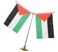 JEWEDECO Drapeau Palestine Décoration Palestinienne Élégante de Table avec Support en Acier Inoxydable de Y, Stable et Droit, pour Bureau ou Salle de Réunion