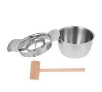JEWEDECO Ensemble D'outils pour Éplucher en Acier Inoxydable Bol et Marteau en Bois, Matériel Sûr et Confortable pour Fruits Cuisine