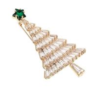 JEWEDECO Épingle de Noël en Alliage Doré Zircon, Motif Sapin de Noël Élégant et Léger, Facile à Porter, pour Banquet ou Mariage