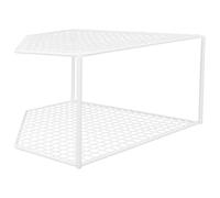 JEWEDECO Étagère d'angle Double Niveau 18 CM, Support en Acier Peint Blanc pour Rangement de Casseroles et Poêles, Organiseur Cuisine à Poser sous Évier pour Usage Domestique