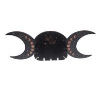 JEWEDECO Étagère Murale Décorative Bohème pour Présentation Cristal Phase de Lune, Support en Plastique Noir, Décoration Intérieure pour Festivals et Cafés