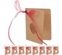 JEWEDECO Étiquettes Marque-pages de Cœur Creux 50 en Papier Kraft Marron avec Corde Rouge, pour Cartes Décoration de Mariage et Anniversaire