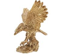 JEWEDECO Figurine d'aigle en Résine Dorée Réaliste, Sculpture Décorative pour Bureau ou Salon, Ornement Moderne et Élégant pour Décoration de Table