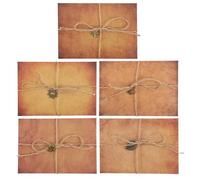 JEWEDECO Jeu de Lettres en Papier Vintage 5 Sets Enveloppes en Papier Kraft Adaptées pour Lettres Manuscrites et Invitations, Scellables Cachets de Cire