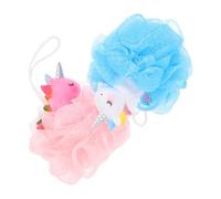 JEWEDECO Lot de 2 Éponges de Bain Licorne en Maille Pe pour Garçon et Filles, Exfoliation Douce et Élimination des Cellules Mortes, Accessoire Bain Rose Design Simple