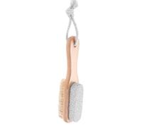JEWEDECO Lot de 2 Exfoliateurs pour Pieds Double Face avec Pierre et Brosse en Soie de Porc, Manche en Bois Lisse et Cordelette en Coton Tressé pour Pédicure Confortable