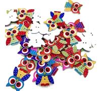 JEWEDECO Lot de 20 Boutons en Bois de Hibou pour Couture et Loisirs Créatifs, Design Unique et Coloris Variés pour DIY et Tricot Couleur Aléatoire