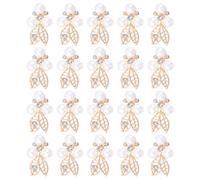 JEWEDECO Lot de 20 Breloques pour Épingles à Cheveux en Alliage de Zinc Blanc Perles et Strass, Accessoires Délicats pour Créations Artisanales DIY