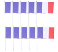 JEWEDECO Lot de 25 Petits Drapeaux Français à Main avec Hampe en Polyester, Résistants Décoloration, Faciles à Installer, pour Décorations de Bureau et Salles de Conférence