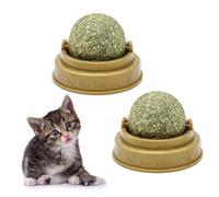 JEWEDECO Lot de 4 Balles de Jeu pour Chat à l'herbe à Chat Naturelle Verte Rotatives en Plastique Nettoient Les Dents et Complètent en Vitamine C