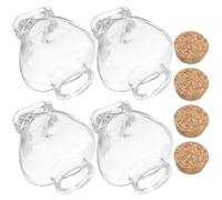 JEWEDECO Lot de 4 Bocaux Décoratifs en Verre Forme de Cœur avec Bouchon en Liège, 160 ML, Colorés, pour Souvenirs de Voyage ou Créations Artisanales Délicates