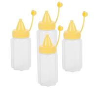 JEWEDECO Lot de 4 Mini Bouteilles à Presser en Pp Jaune 30ml, Légères Versement Précis, pour Accessoires Lunch Box et Pique-niques