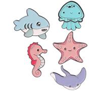 JEWEDECO Lot de 5 Épingles D'animaux Marins en Alliage de Zinc, Broches Décoratives et Multi-usages, Style Cartoon Adorable pour Vêtements et Accessoires