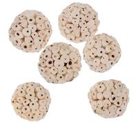JEWEDECO Lot de 6 Balles à Mâcher Naturelles en Bois Beige pour Petits Animaux, Comestible pour Soins Dentaires et Activité de Mastication pour Lapins et Cochons d'Inde