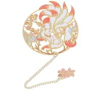 JEWEDECO Marque-page en Laiton avec Pendentif Décoratif, Signet Artistique Plat pour Étudiants et Lecteurs, Accessoire de Lecture Élégant, Bureau, Bibliothèque et Présent, Style Peach Fox,