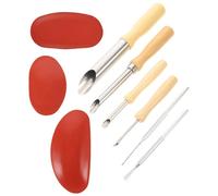 JEWEDECO Outils de Poterie Ensemble de 9 en Bois, Métal et Caoutchouc Emporte-pièces Précis et Râpes Polyvalentes pour Modelage en Atelier Classe