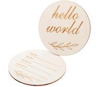 JEWEDECO Panneau Marron Bois Annonce Naissance 2pcs Minimaliste en de Date de Naissance, Accessoire Photo pour Bébé pour Nouveaux Parents