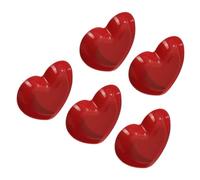 JEWEDECO Plateaux à Fruits Réutilisables de Cœur Rouges, Lot de 5 Assiettes à Dessert Décoratives, Plats de Service Polyvalents pour Buffet, Brunch et Présentation de Collations